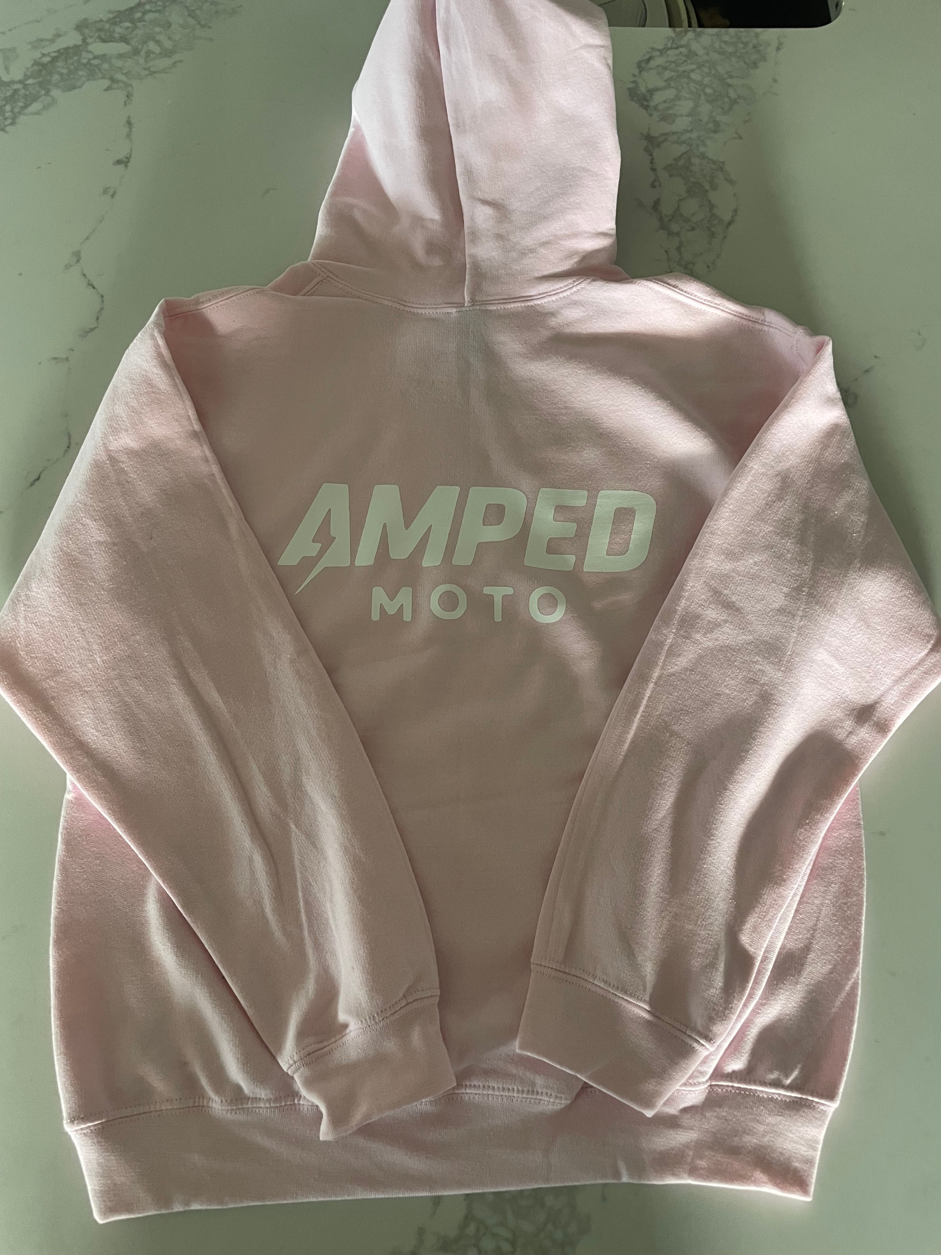 pink amped moto hoodie