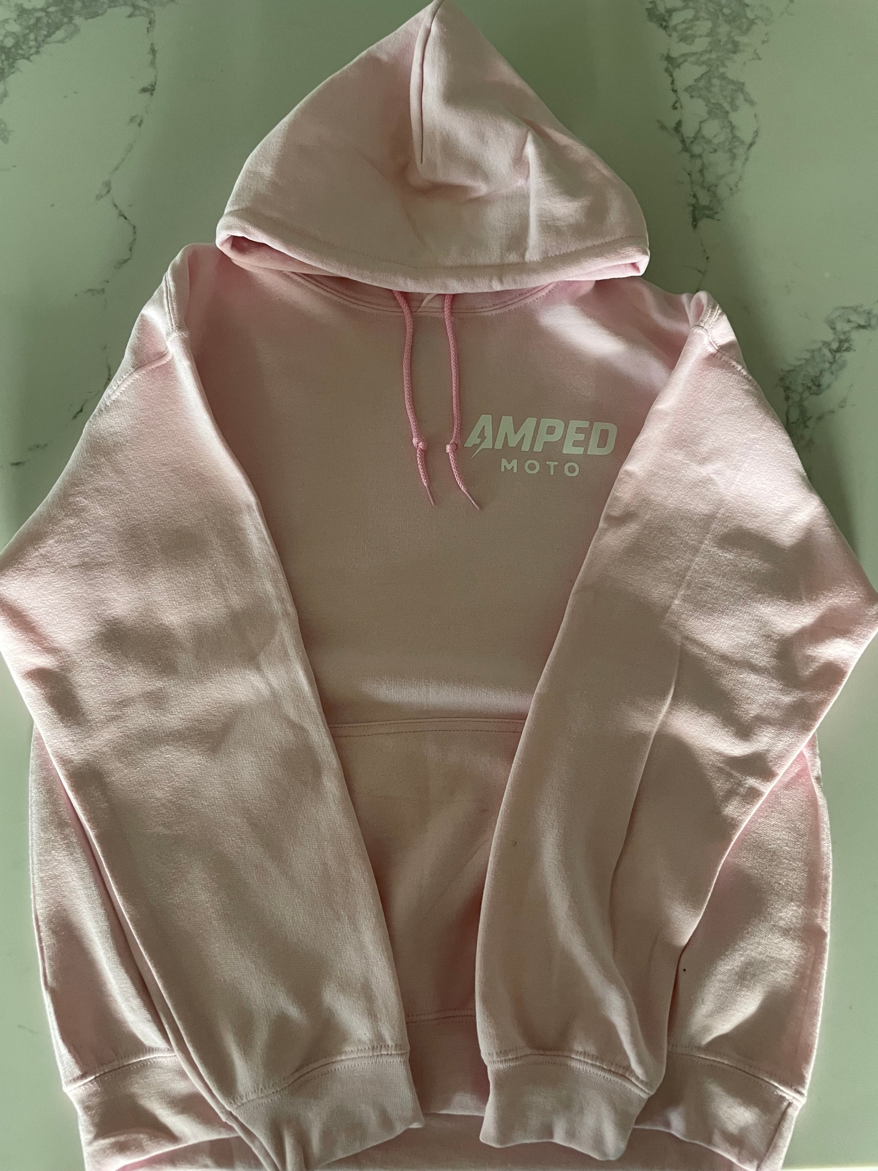 pink amped moto hoodie