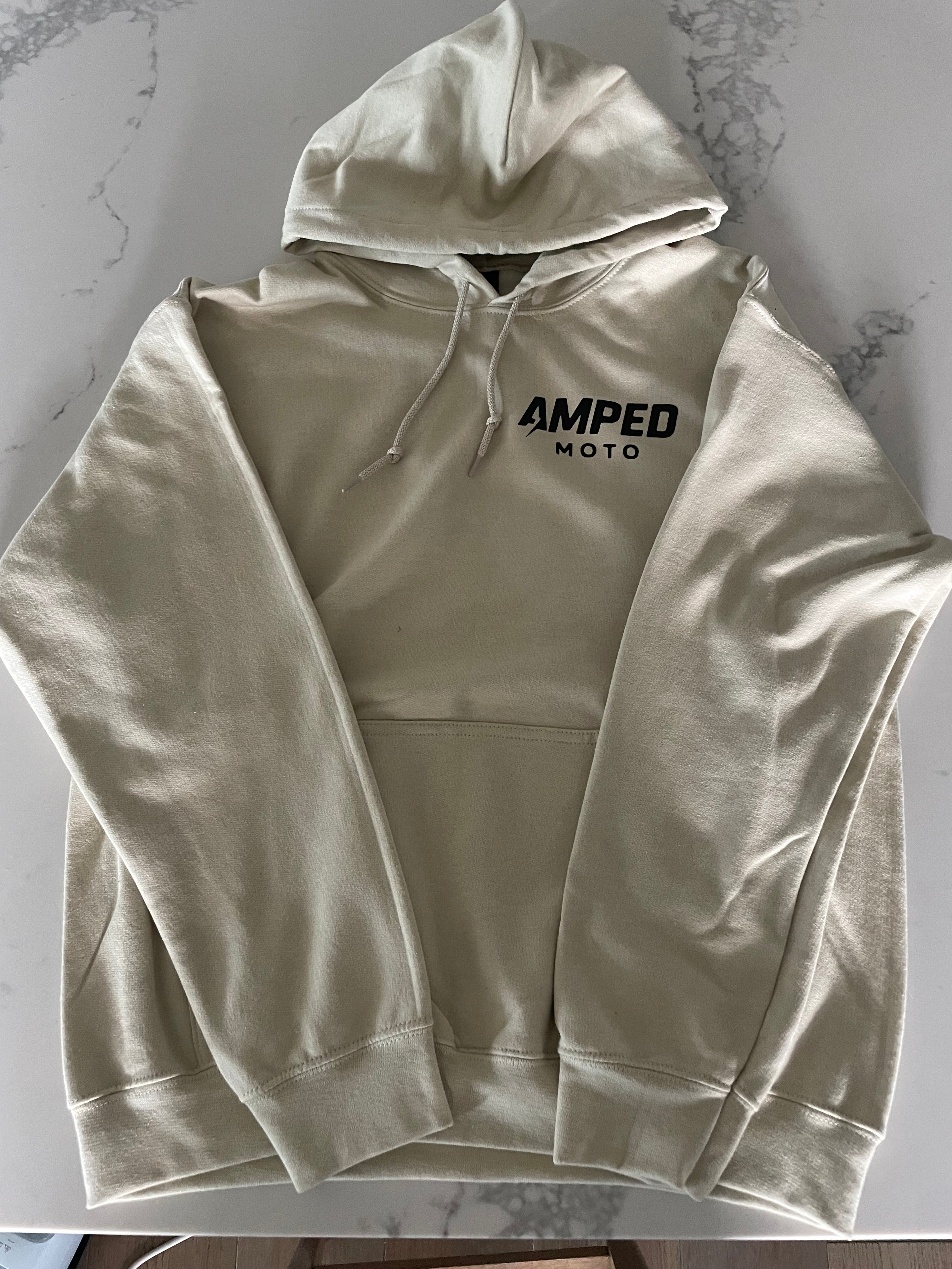 cream amped moto hoodie