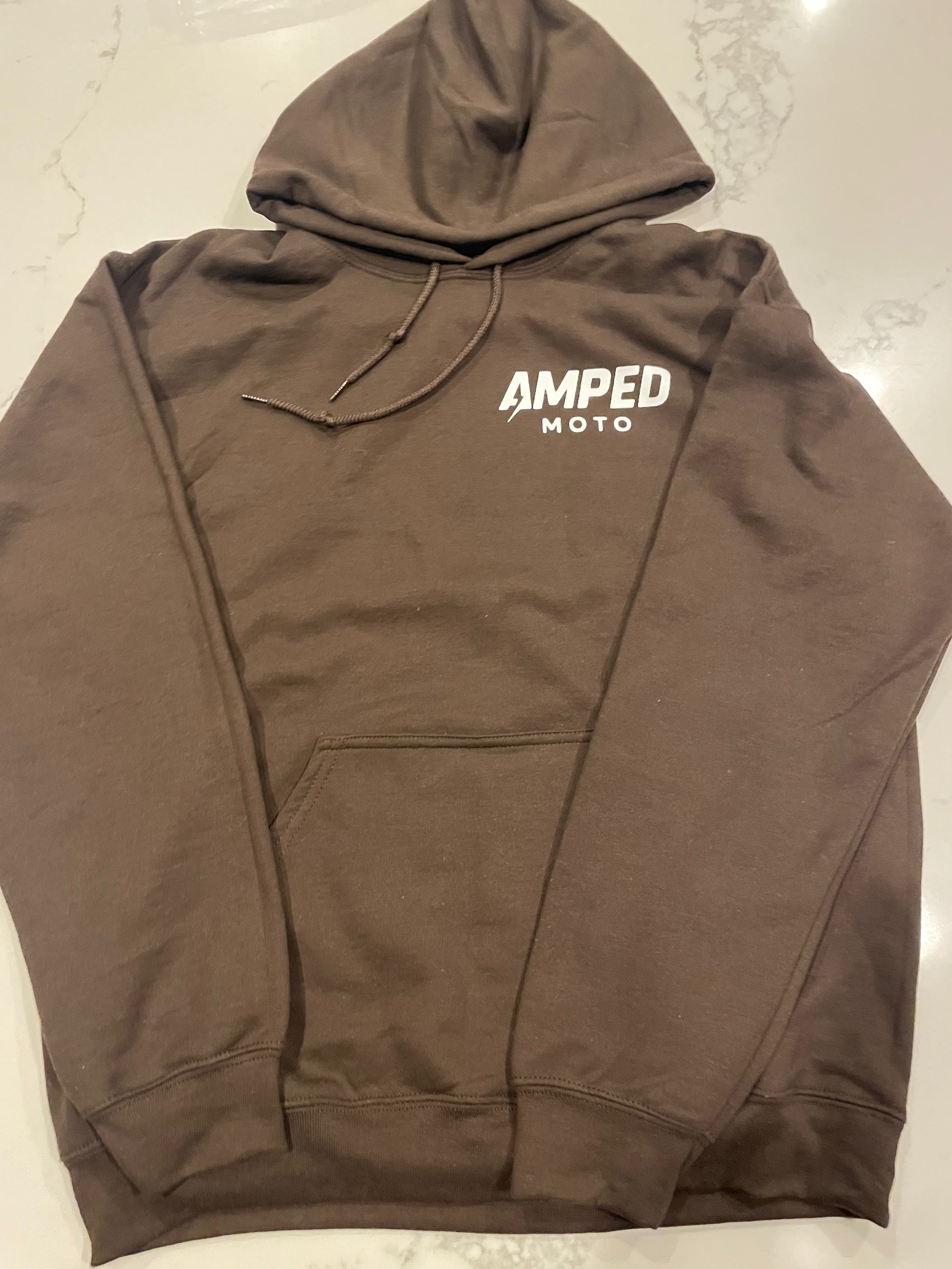 amped moto brown hoodie