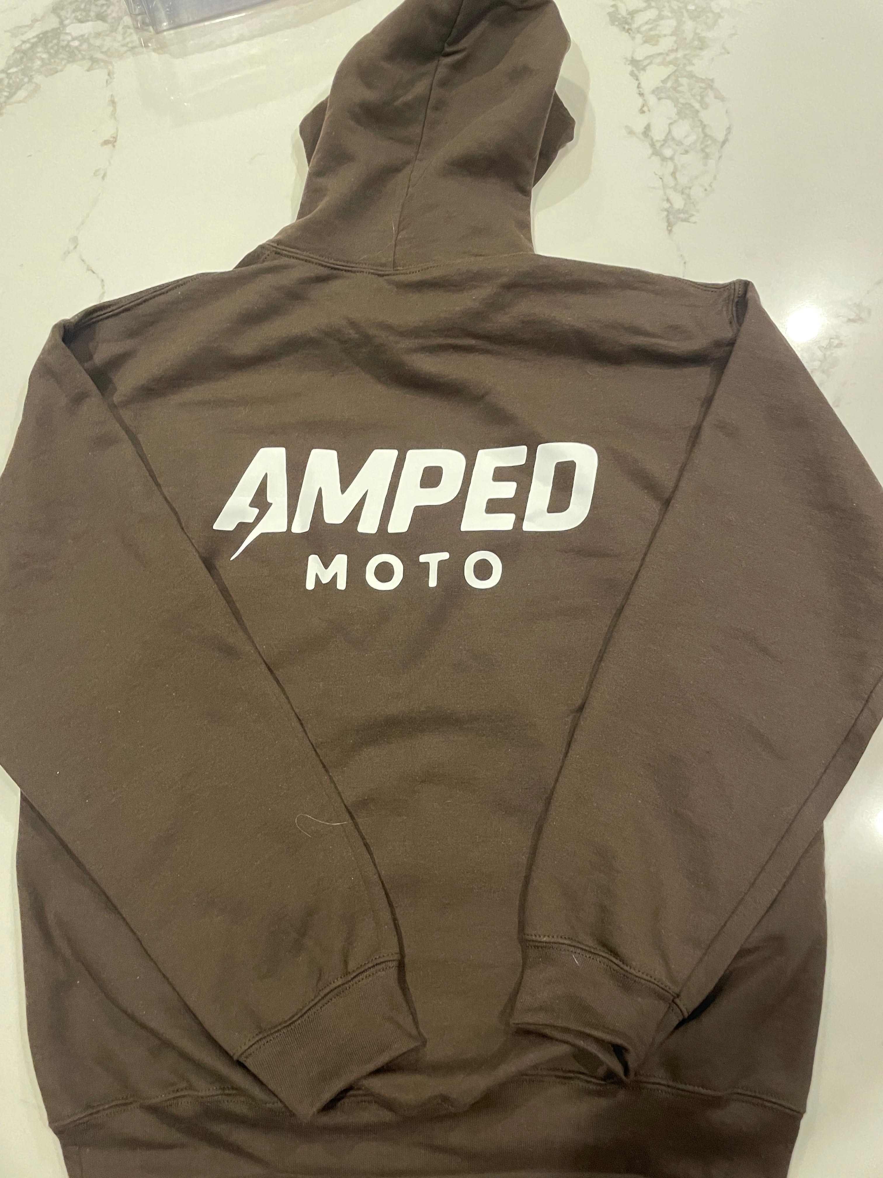 amped moto brown hoodie